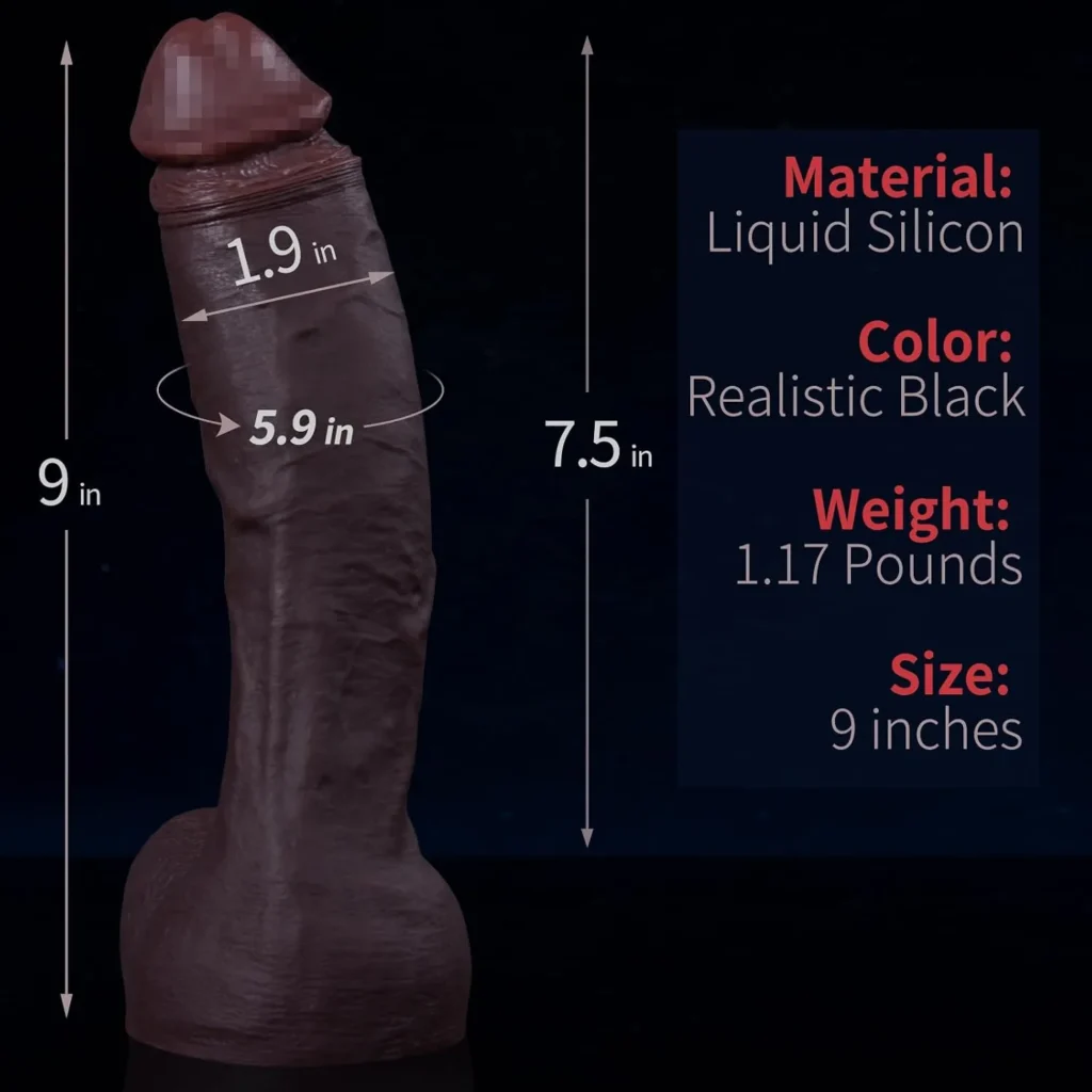 9 Inch Black Realistic Dildo in Pakistan