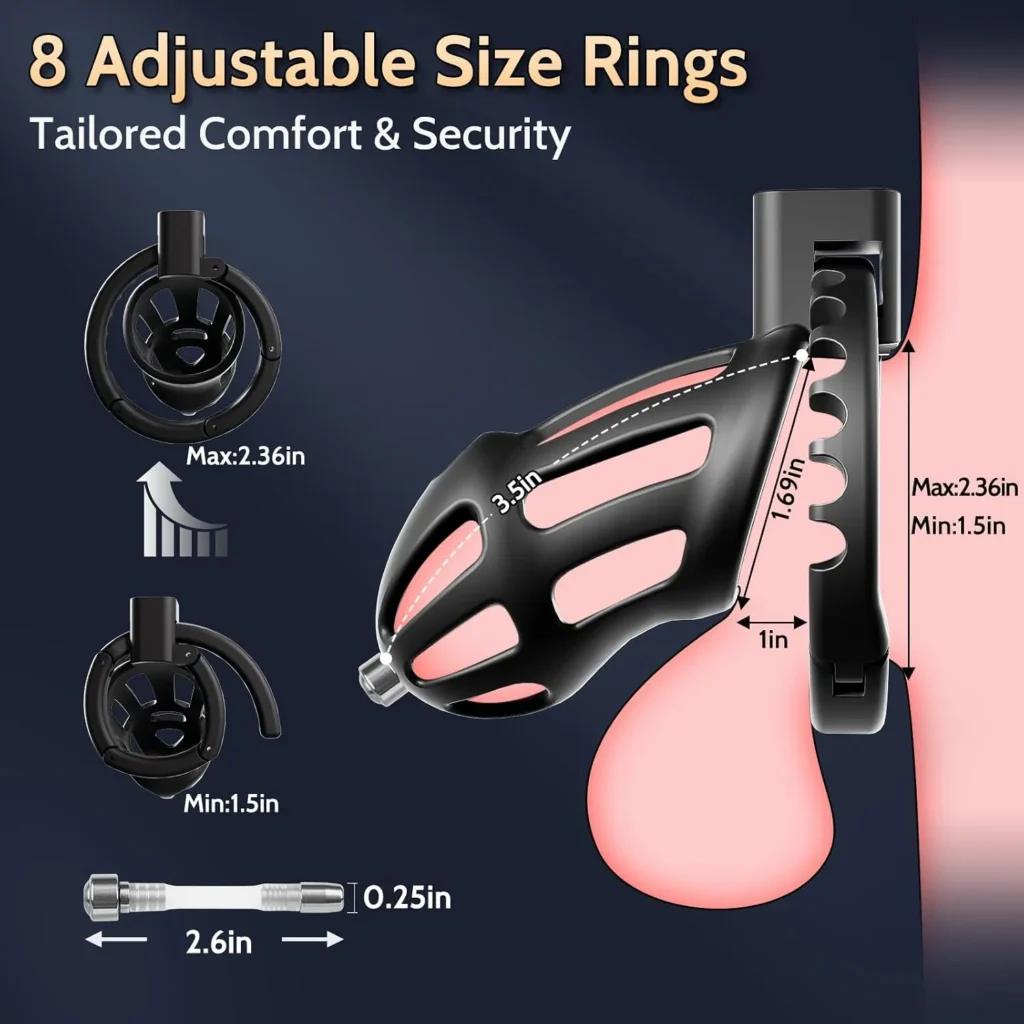 Adjustable Male Chastity Cage Device