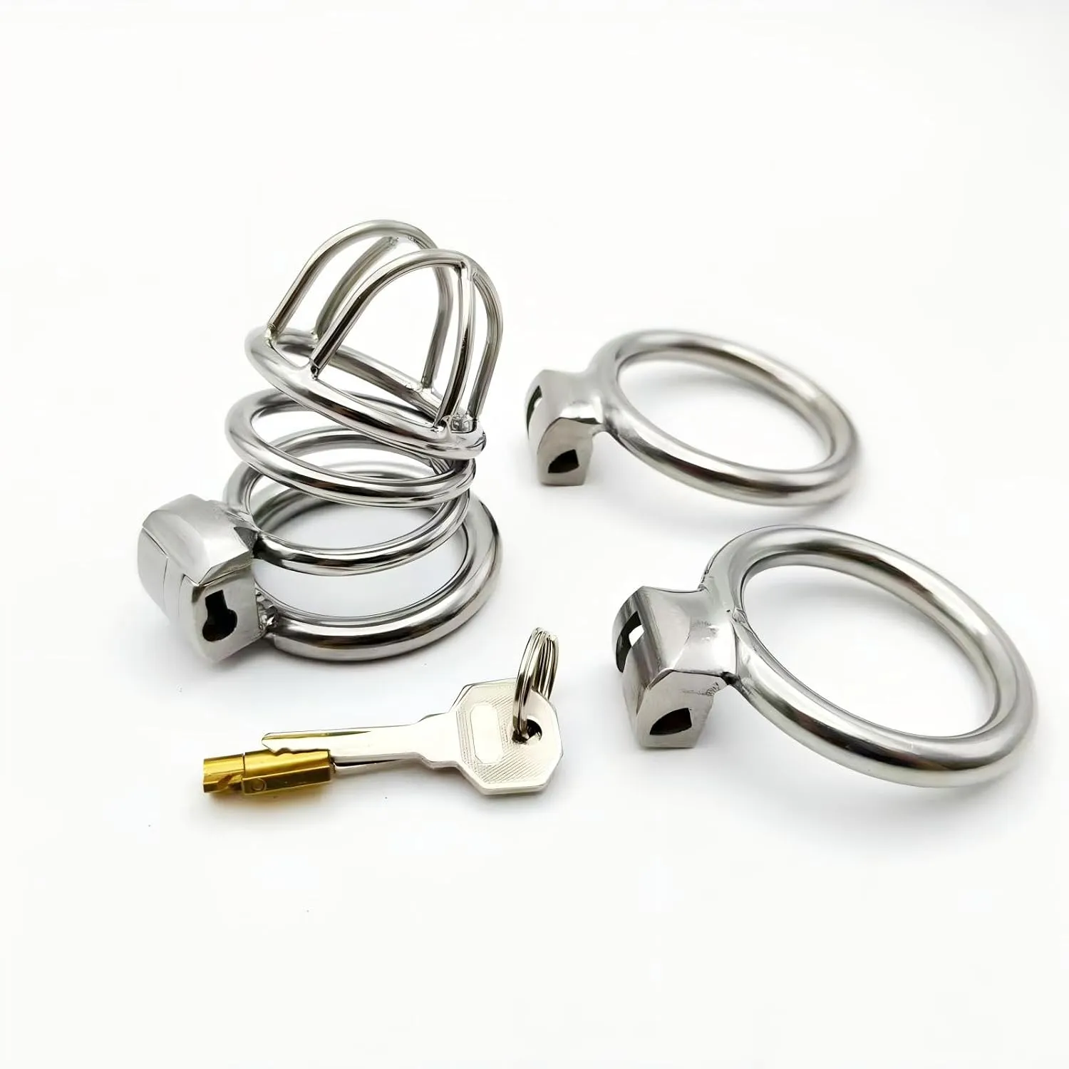 Metal Male Chastity Cage with 3 Ring Sizes in Pakistan