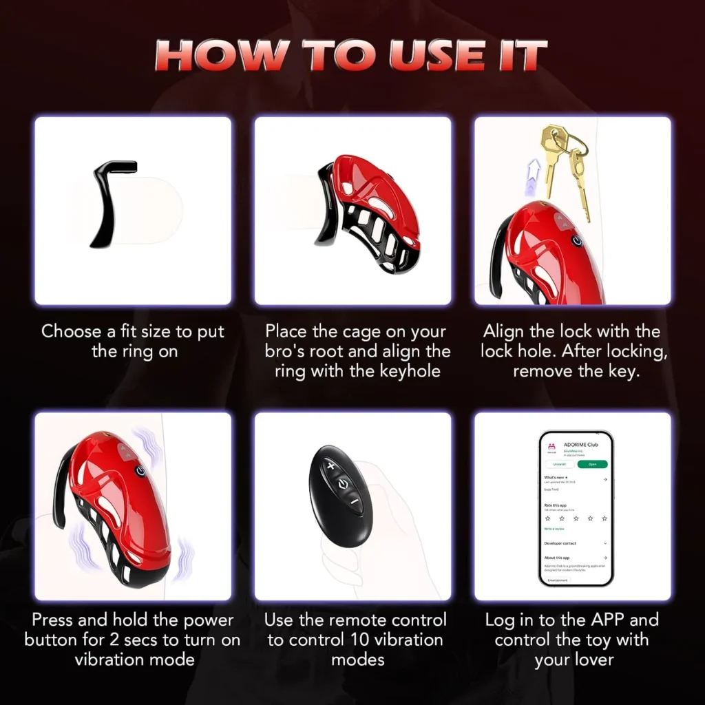 Vibrating Male Chastity Cage with App Control