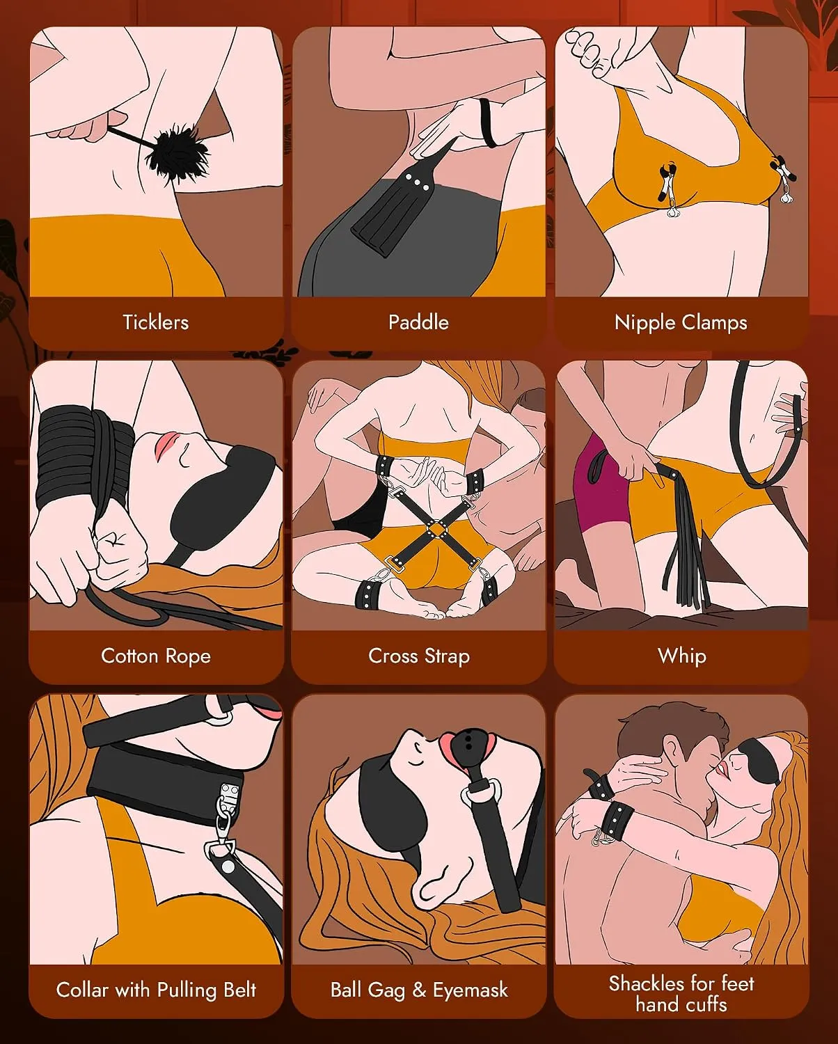 11 Piece BDSM Bondage Kit for Couples