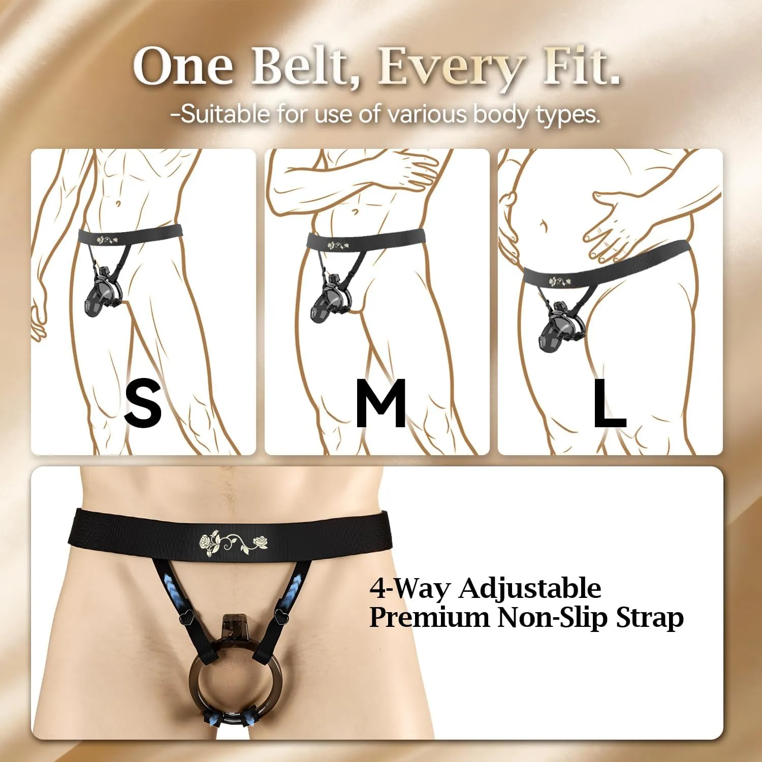 Adjustable Anti Slip Male Chastity Belt